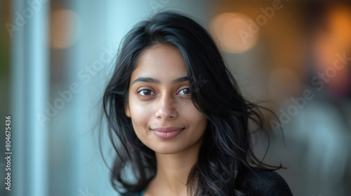 Beautiful indian woman smiling on nature background