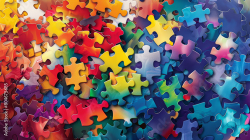 A colorful jigsaw puzzle with many pieces