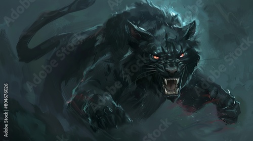 A wraith-like black lionman photo