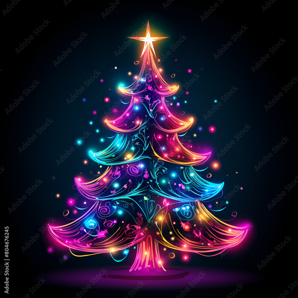 Abstract colorful christmas tree. Happy New Year