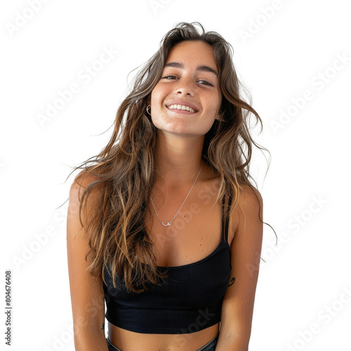 Woman With Long Hair in Black Tank Top