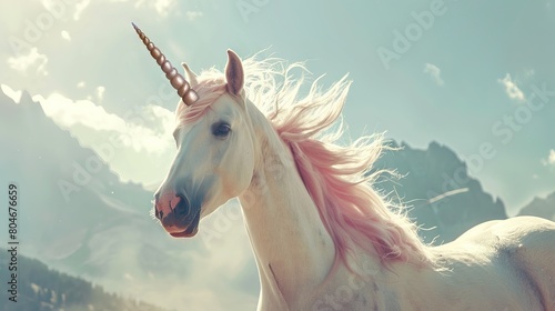 Unicorn realistic photography. AI generated illustration