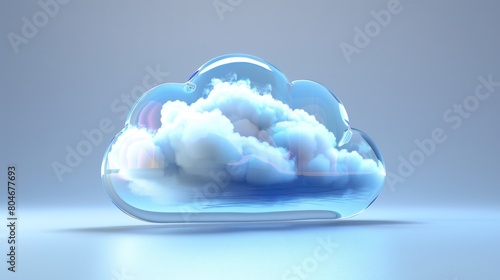 cloud computing concept on blue background, glass
