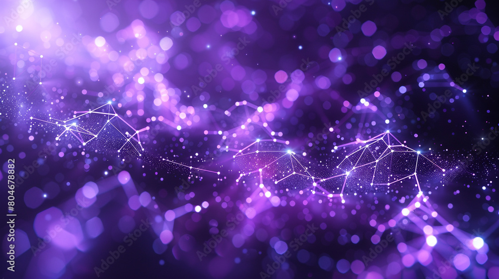Starlit violet background with sleek molecular connections Tiny polygons glowing softly, arranged in patterns that mimic natural astronomical formations. Starlit violet background with sleek molecular connections Tiny polygons glowing softly, arranged in patterns that mimic natural astronomical formations.