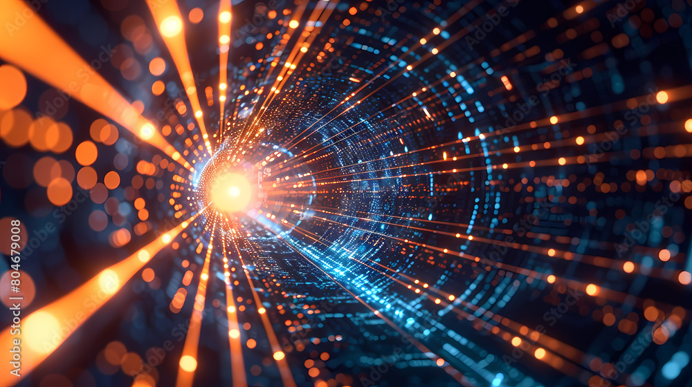 Fototapeta premium Cyber Stream: Racing Through Data