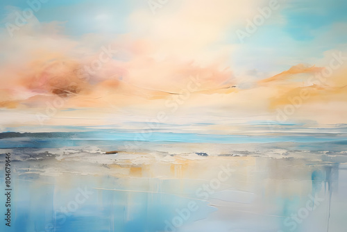hopeful ocean by lake, abstract landscape art, painting background, wallpaper, generative ai