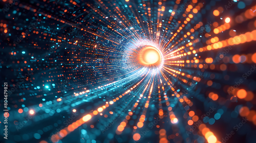 Naklejka premium Cyber Stream: Racing Through Data