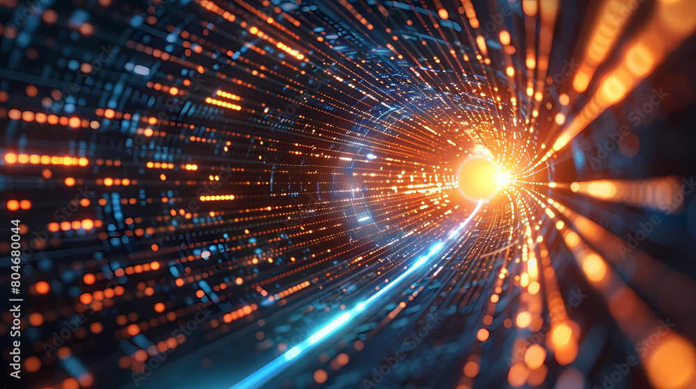 Naklejka premium Cyber Stream: Racing Through Data