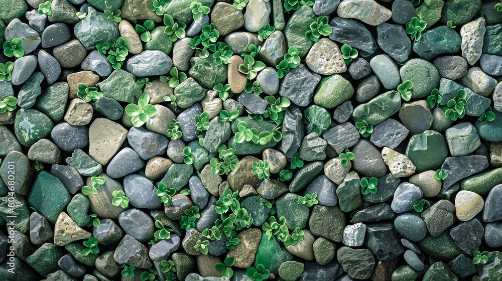 Close-Up of Rock Wall With Plants. Generative AI
