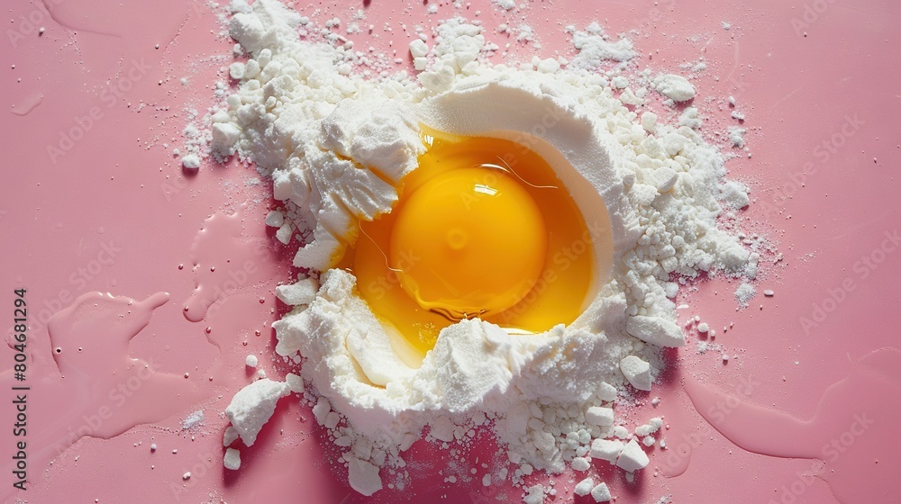 A pink bowl holds an egg yolk, with water droplets on its surface The yolk is yellow in the center A pink bowl holds an egg yolk, with water droplets on its surface The yolk is yellow in the center