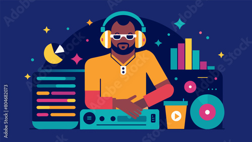 From throwback favorites to current charttoppers the DJs carefully curated playlist has soing for everyone and keeps the party going all night. Vector illustration