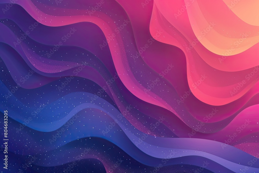A colorful, abstract background with a purple and blue wave and a pink sun A colorful, abstract background with a purple and blue wave and a pink sun