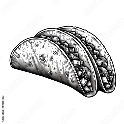 Taco Line Art Design in Black and White