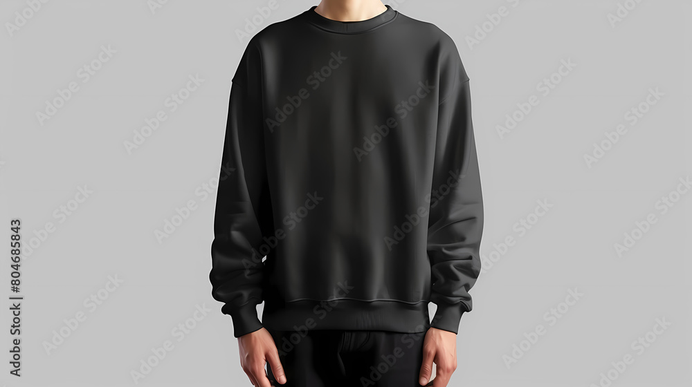 Man Wearing Black Sweatshirt Against Backdrop, product template Man Wearing Black Sweatshirt Against Backdrop, product template