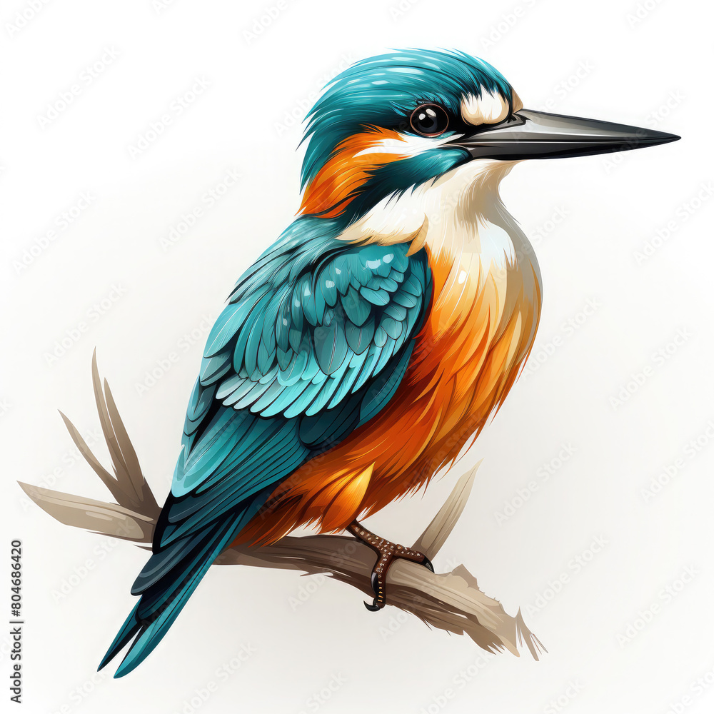 Obraz premium Watercolor Kingfisher vector, clipart Illustration, Generative Ai