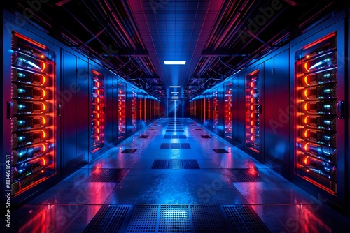 Secure Data Storage Facility, security features of a data center concept with an image displaying robust physical