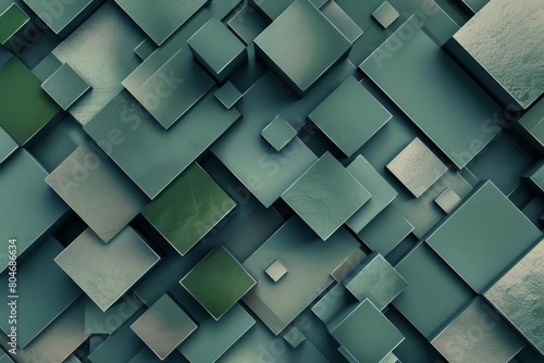 futuristic army green geometric wallpaper with threedimensional squares and cubes creating a bold and dynamic backdrop digital illustration photo
