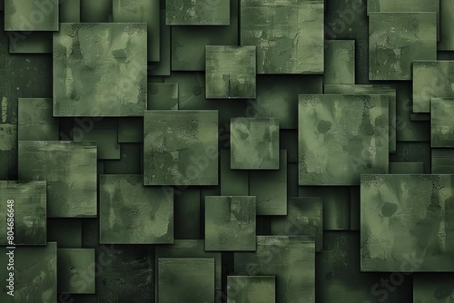 futuristic army green geometric wallpaper with threedimensional squares and cubes creating a bold and dynamic backdrop digital illustration photo