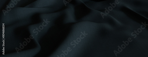 Blue Grey Fabric with Ripples and Folds. Wavy Surface Background. photo