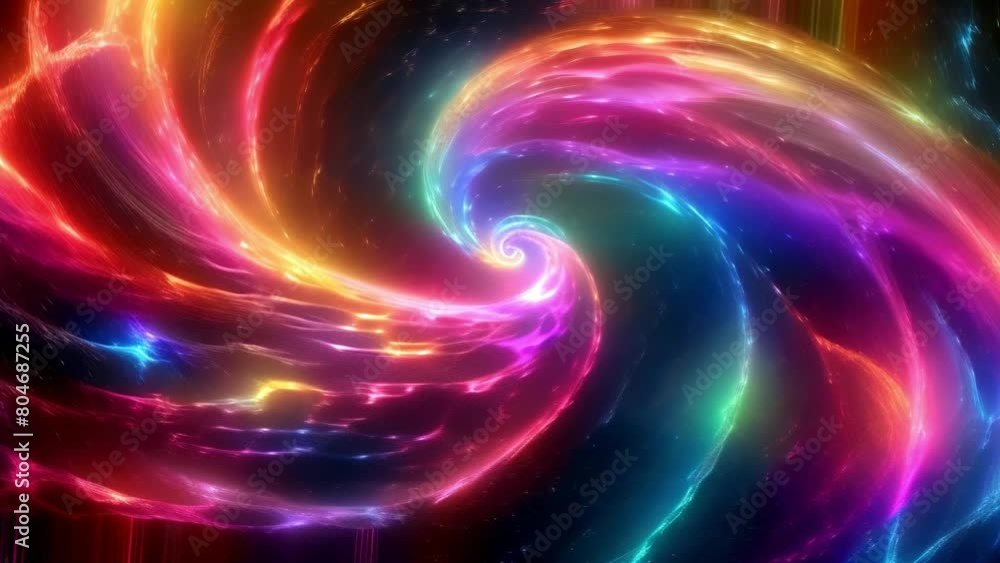 Colorfulness and patterns resembling a rainbow swirl in space Colorfulness and patterns resembling a rainbow swirl in space