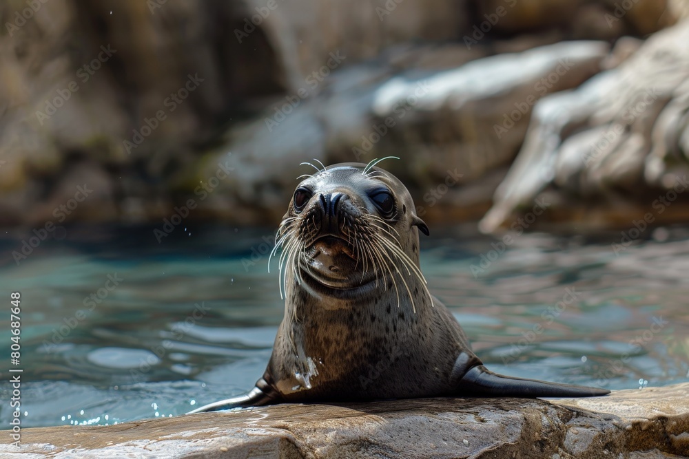 Fototapeta premium grey seal - wildlife - Helgoland 4K. Beautiful simple AI generated image in 4K, unique.