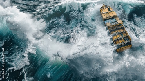 cargo ship in the sea storm Generative AI 
