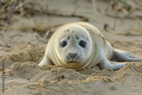 Antarctica crab seal close-up on a cloudy winter day. Beautiful simple AI generated image in 4K, unique.