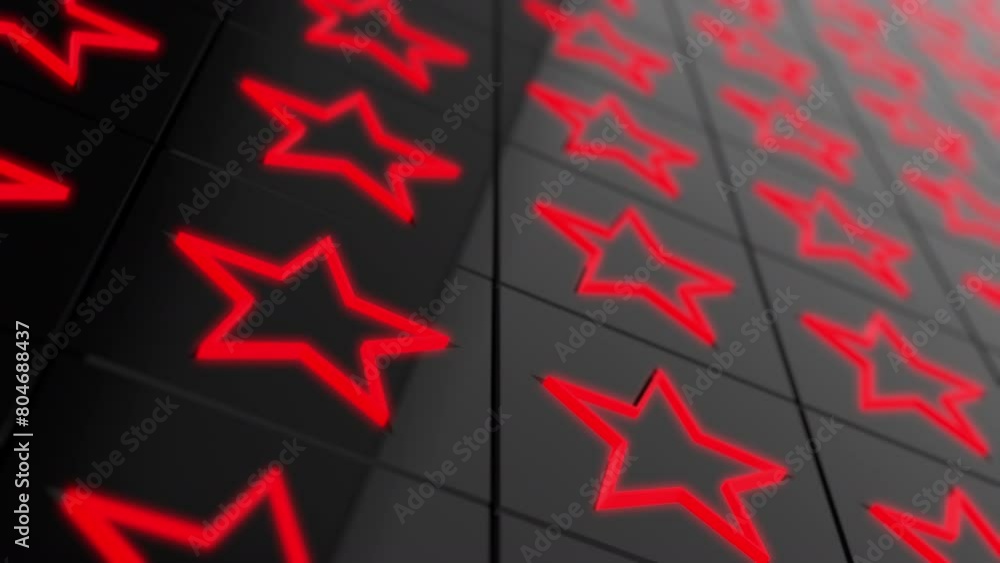 Seamless looping 3d animation of an abstract background with red stars on black metallic background Seamless looping 3d animation of an abstract background with red stars on black metallic background