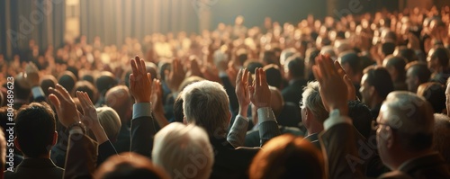 An applauding audience at a theatrical performance, capturing the shared appreciation and excitement. photo