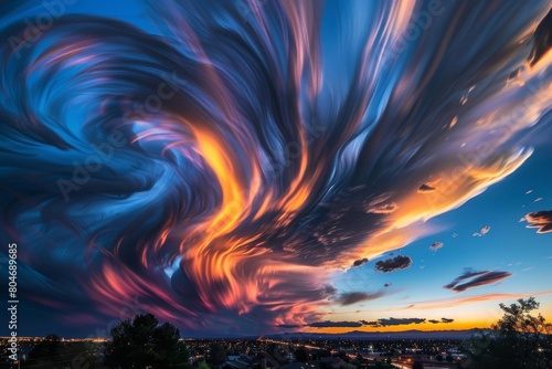 mesmerizing timelapse of swirling clouds in fastmoving sky abstract photography © furyon