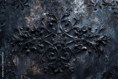 ornate patterns on dark mysterious texture elegant and enigmatic abstract background © furyon