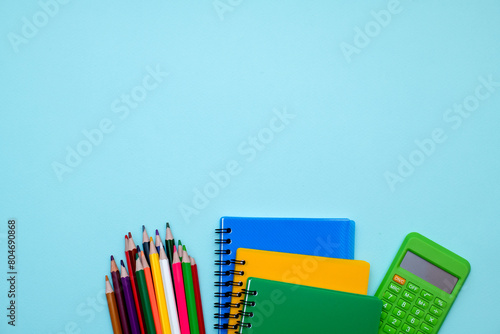 School supplies.Concept back to school. Copyspace