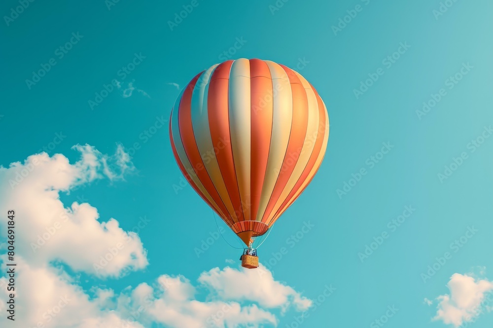 Fototapeta premium Floating Air balloon banner. Nature hot fly. Generate Ai