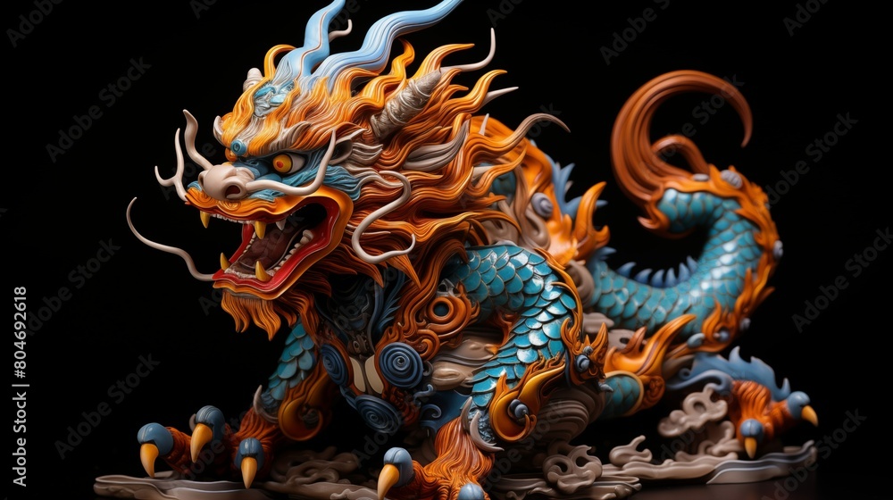 Obraz premium Illustration of a Pixiu on a Black Background