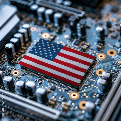 Flag of USA on a processor photo