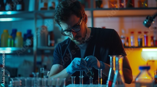 A biohacker working in a DIY bio lab, experimenting with DIY genetic engineering techniques to create novel organisms from scratch.