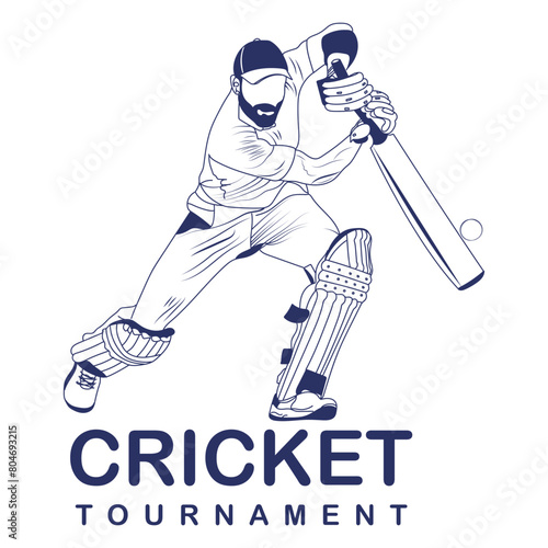 Cricket player, Playing cricket logo, sketch design vector. Icon Symbol. Template Illustration