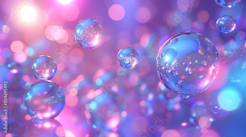 floating transparent 3D balls on glowing blue background for futuristic technology concept, desktop wallpaper