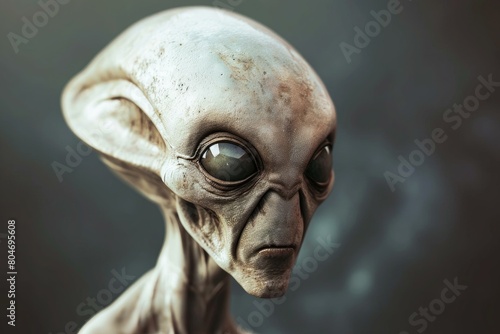 Futuristic Alien head portrait. Silver terror. Generate Ai