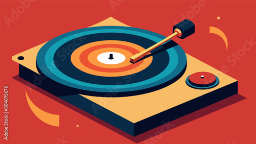 The turntables needle delicately dances across the record producing a soothing and rhythmic melody. Vector illustration