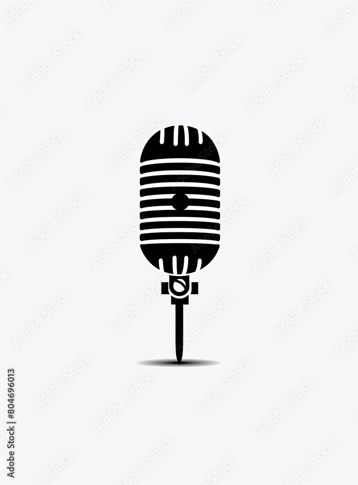 A simple black vector style logo of an old microphone A simple black vector style logo of an old microphone
