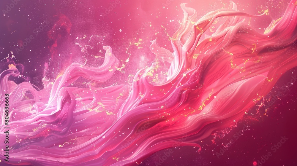 Pink and gold swirls of paint on a pink background. The colors are vibrant and the brushstrokes are bold. Concept of energy and movement, as if the paint is flowing and dancing across the canvas Pink and gold swirls of paint on a pink background. The colors are vibrant and the brushstrokes are bold. Concept of energy and movement, as if the paint is flowing and dancing across the canvas