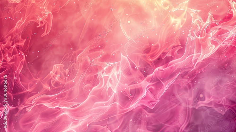 A pink background with fire and smoke