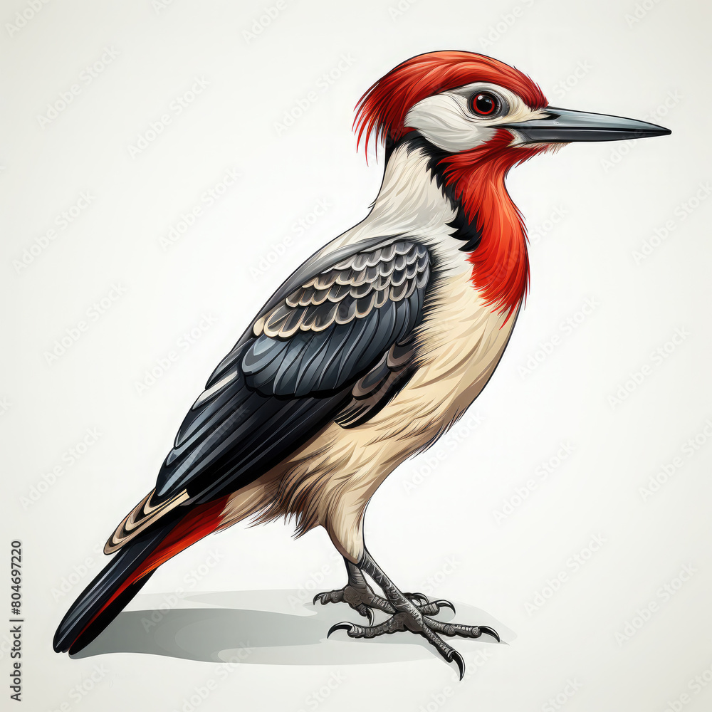 Obraz premium Watercolor Woodpecker vector, clipart Illustration, Generative Ai