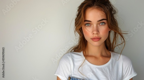 Young Woman Leaning Against Wall