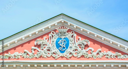 The monogram of the Counts Sheremetevs on the pediment of the mansion