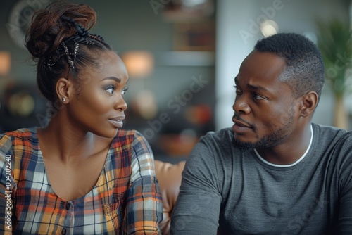 A man and woman in casual clothing share a close and intimate moment during a conversation at a cafe