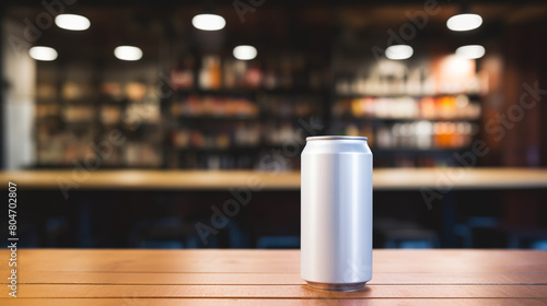 unbranded beverage cans on a blurred background. photo