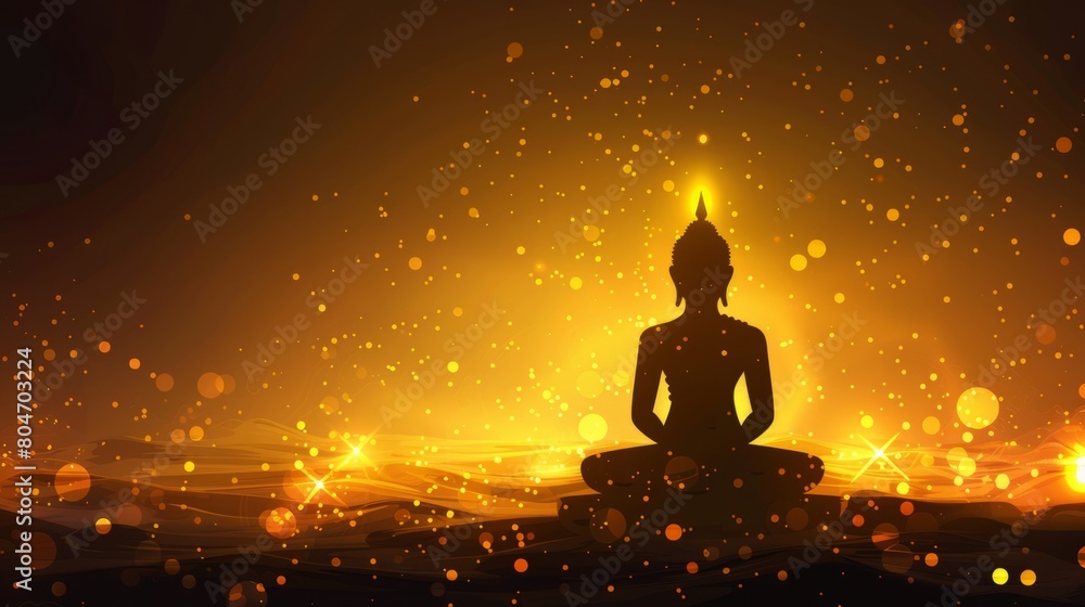 Celebration vesak/wesak day design with Buddha silhouette vector. Shiny Vesak/wesak day design background vector