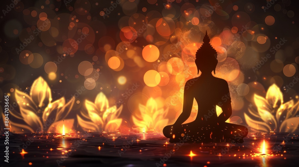 Celebration vesak/wesak day design with Buddha silhouette vector. Shiny Vesak/wesak day design background vector Celebration vesak/wesak day design with Buddha silhouette vector. Shiny Vesak/wesak day design background vector